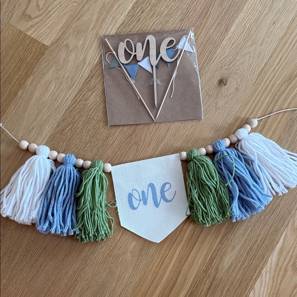 One chair banner & cake topper for first birthday